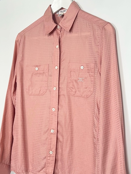 Celine Tops - Vintage Celine Paris Pink Jacquard Cotton Monogram Blouse M